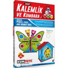 Ahşap Kalemlik ve Kumbara Set / Kız