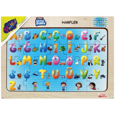 Ahşap Eğitici Puzzle / Harfler ve Rakamlar