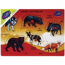Ahşap Tutmalı Vahşi Hayvanlar Puzzle