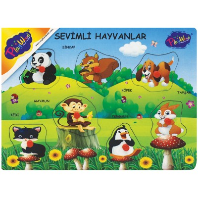 Ahşap Tutmalı Sevimli Hayvanlar Puzzle