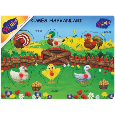 Ahşap Tutmalı Kümes Hayvanları Puzzle