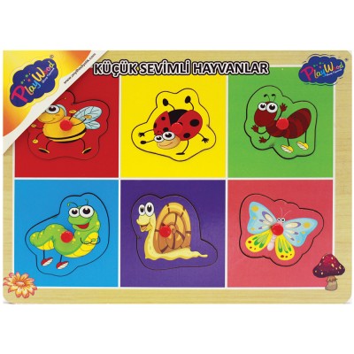 Ahşap Tutmalı Küçük Sevimli Hayvanlar Puzzle
