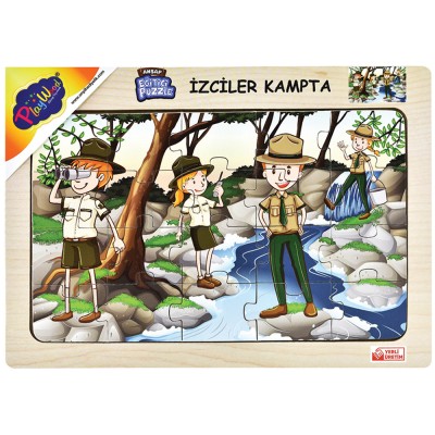 Ahşap Eğitici Puzzle / İzciler Kampta