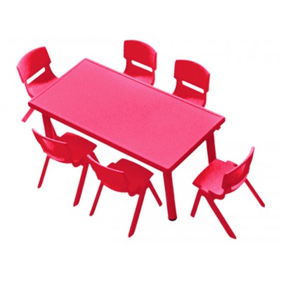 Dikdörtgen Anaokulu Masası Plastik Kırmızı