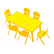 Dikdörtgen Anaokulu Masası Plastik Sarı