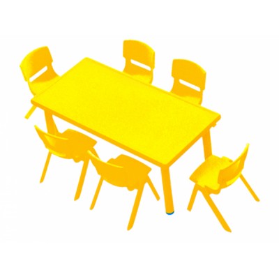 Dikdörtgen Anaokulu Masası Plastik Sarı