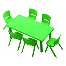 Dikdörtgen Anaokulu Masası Plastik Yeşil